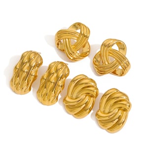 1 pair simple series retro geometric  gold plated stud earrings h5